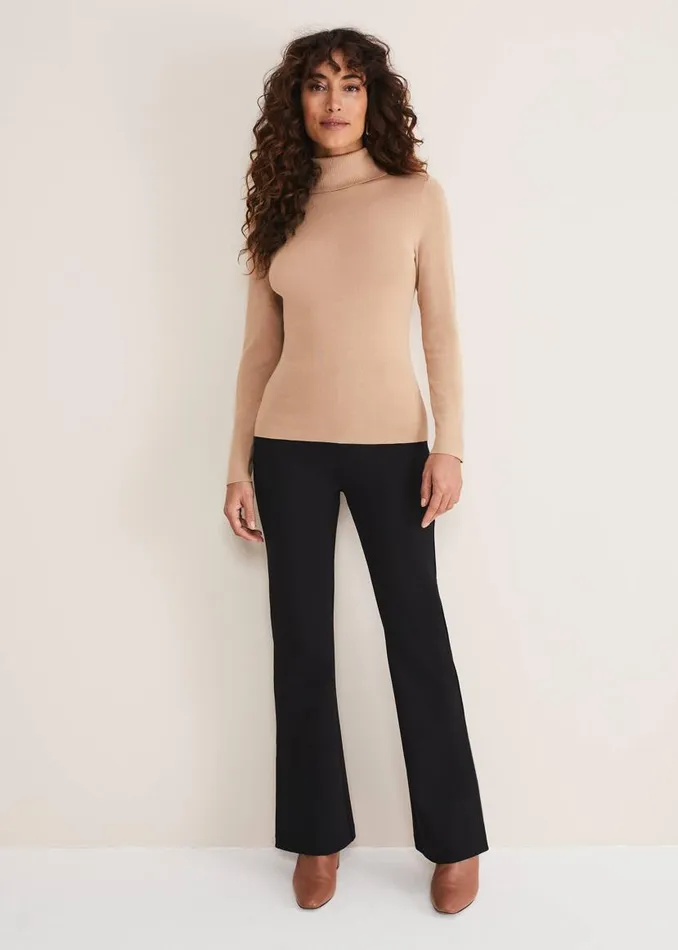 Phase Eight Knitwear Ottilie Button Detail Roll Neck Knit Camel 8211 Women