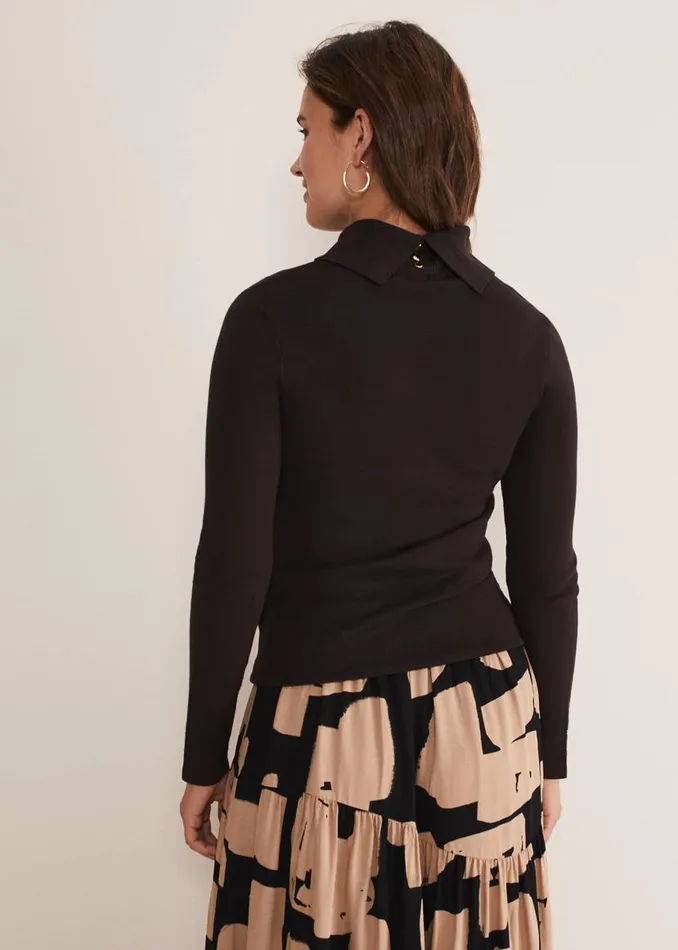 Phase Eight Knitwear Ottilie Button Detail Roll Neck Knit Chocolate 8211 Women Phase Eight Knitwear Ottilie Button Detail Roll Neck Knit Chocolate 8211 Women