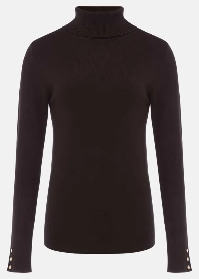 Phase Eight Knitwear Ottilie Button Detail Roll Neck Knit Chocolate 8211 Women Phase Eight Knitwear Ottilie Button Detail Roll Neck Knit Chocolate 8211 Women
