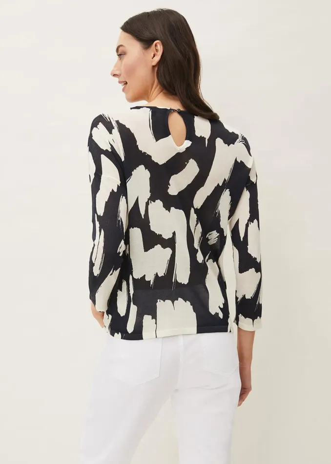 Phase Eight Knitwear Robyn Smudge Print Jumper Carbonwhite 8211 Women