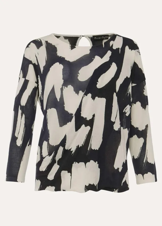 Phase Eight Knitwear Robyn Smudge Print Jumper Carbonwhite 8211 Women