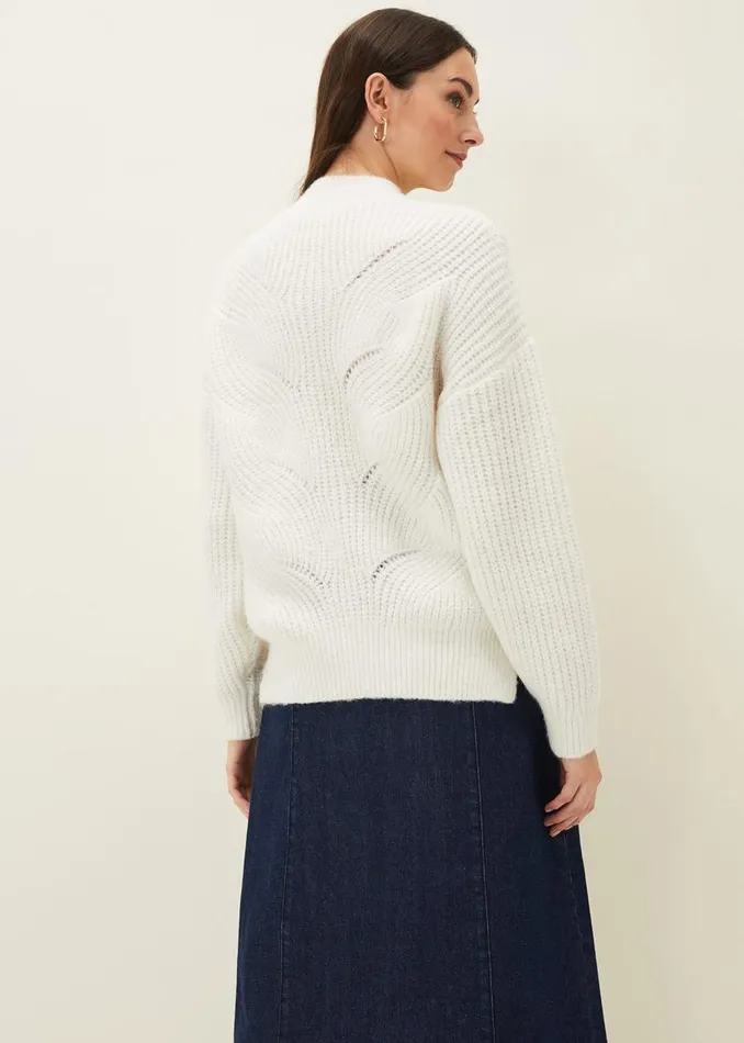 Phase Eight Knitwear Ruby Fluffy Decorative Open Stitch Jumper White 8211 Women Phase Eight Knitwear Ruby Fluffy Decorative Open Stitch Jumper White 8211 Women