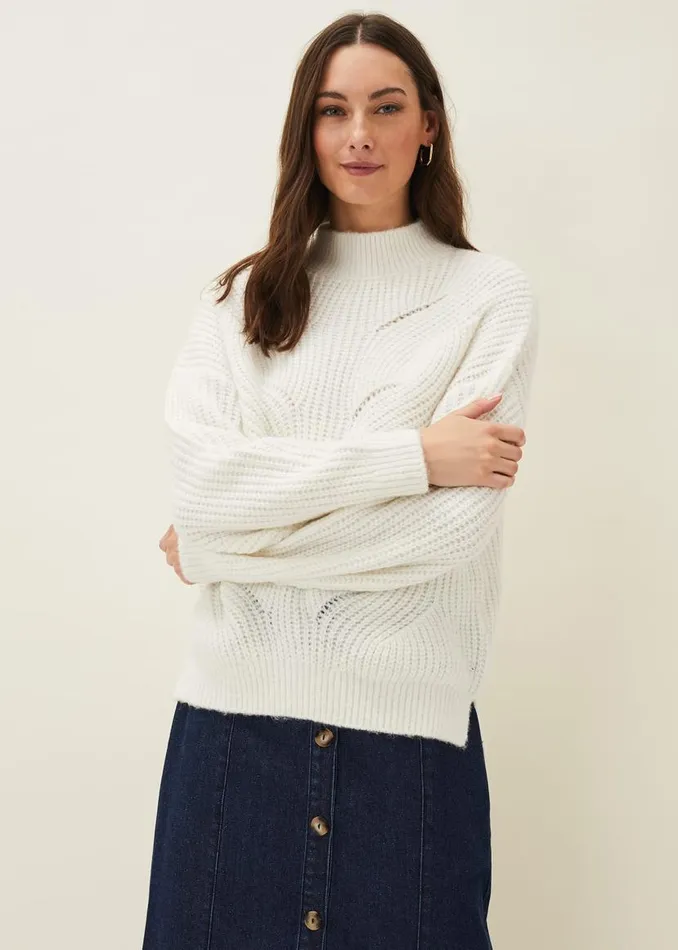 Phase Eight Knitwear Ruby Fluffy Decorative Open Stitch Jumper White 8211 Women Phase Eight Knitwear Ruby Fluffy Decorative Open Stitch Jumper White 8211 Women