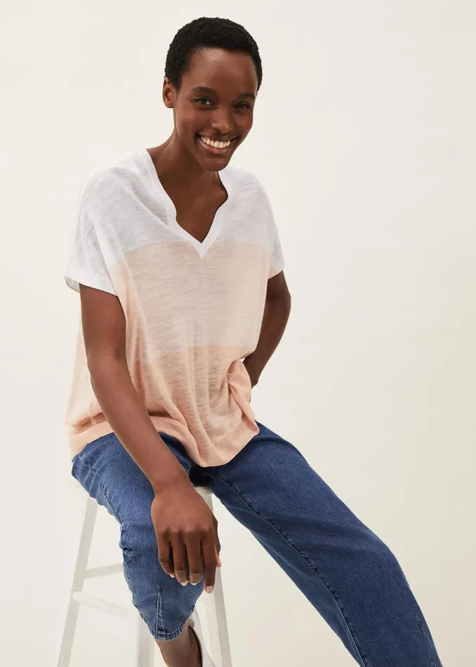Phase Eight Knitwear Simonea Colourblock Linen Top Whitemulti 8211 Women