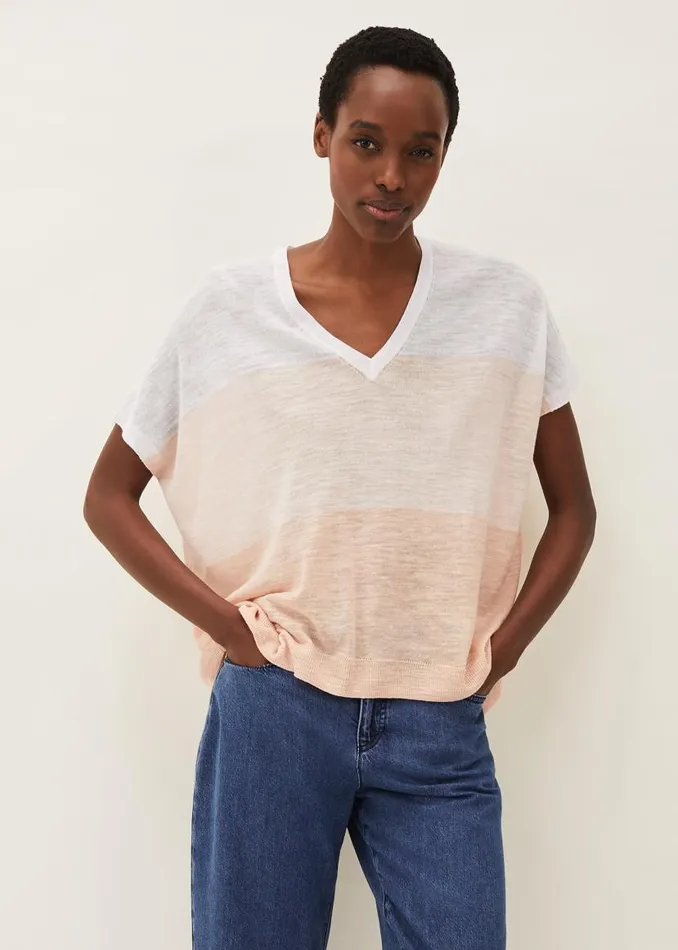 Phase Eight Knitwear Simonea Colourblock Linen Top Whitemulti 8211 Women