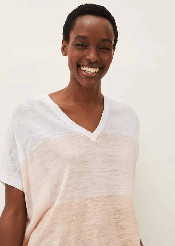 Phase Eight Knitwear Simonea Colourblock Linen Top Whitemulti 8211 Women
