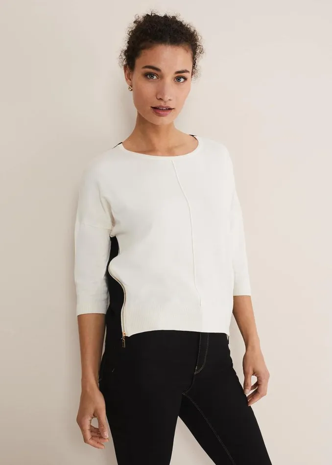 Phase Eight Knitwear Skylar Colourblock Knit Blackivory 8211 Women
