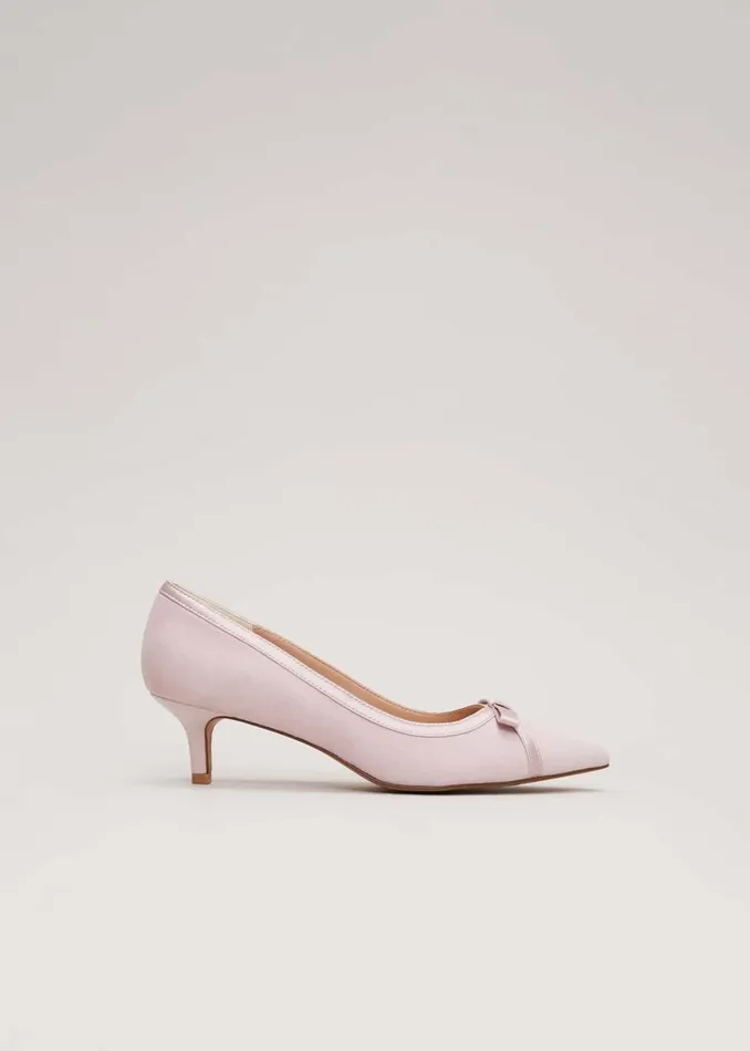 Phase Eight Occasion Shoes Bow Kitten Heel Shoes Pale Pink 8211 Women