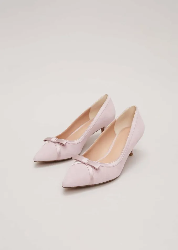 Phase Eight Occasion Shoes Bow Kitten Heel Shoes Pale Pink 8211 Women