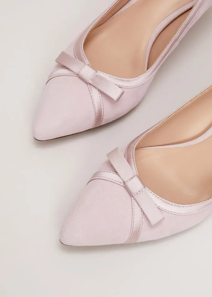 Phase Eight Occasion Shoes Bow Kitten Heel Shoes Pale Pink 8211 Women