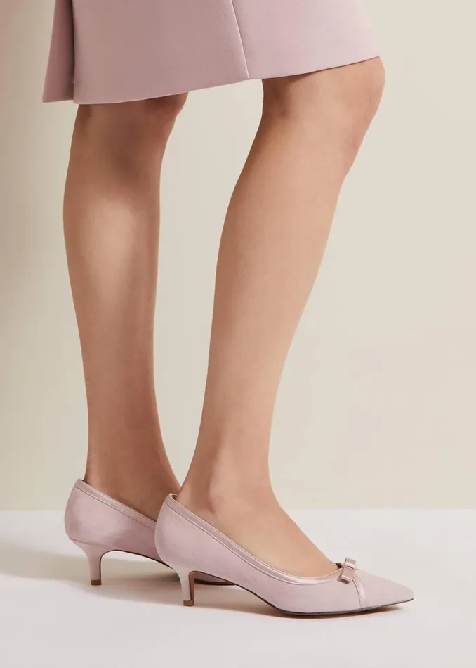 Phase Eight Occasion Shoes Bow Kitten Heel Shoes Pale Pink 8211 Women