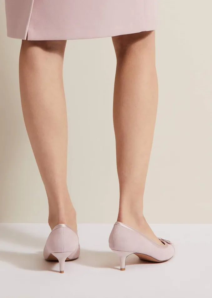 Phase Eight Occasion Shoes Bow Kitten Heel Shoes Pale Pink 8211 Women