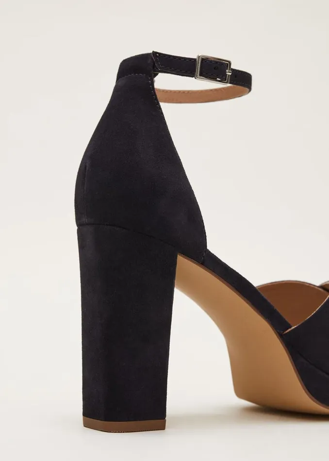 Phase Eight Occasion Shoes Navy Suede Platform Heels Navy 8211 Women