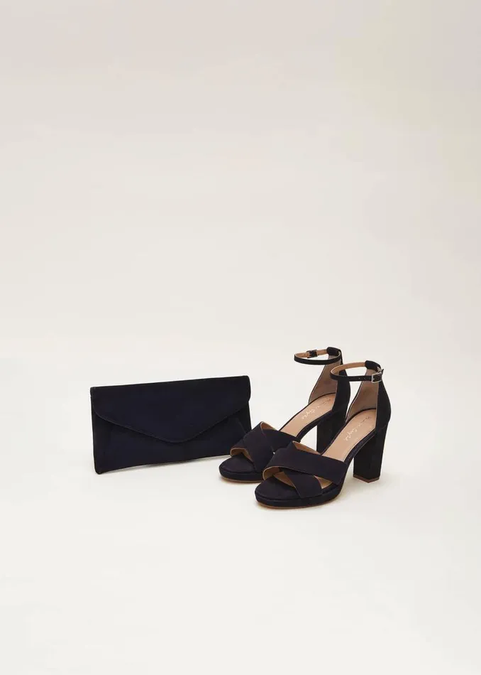 Phase Eight Occasion Shoes Navy Suede Platform Heels Navy 8211 Women