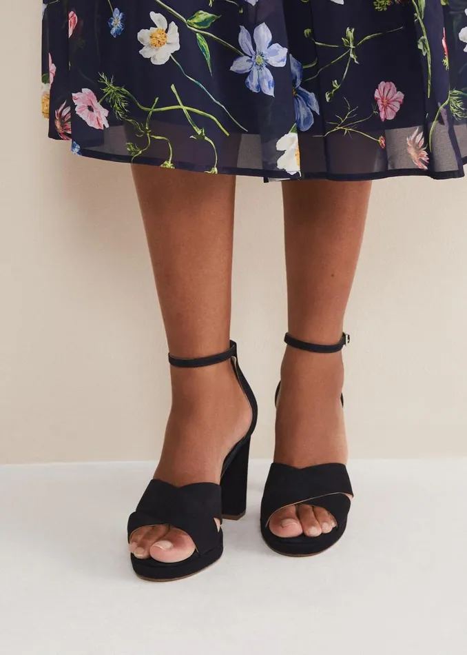 Phase Eight Occasion Shoes Navy Suede Platform Heels Navy 8211 Women