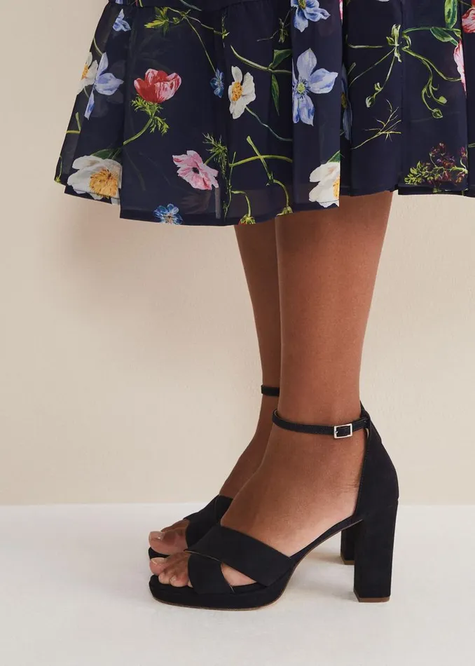 Phase Eight Occasion Shoes Navy Suede Platform Heels Navy 8211 Women