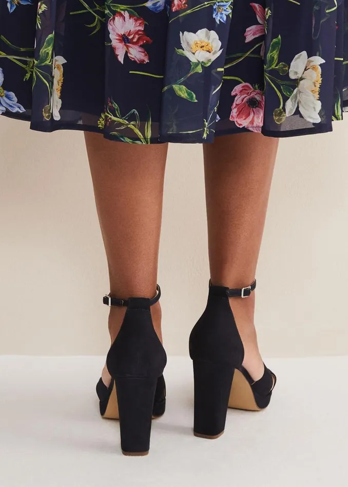 Phase Eight Occasion Shoes Navy Suede Platform Heels Navy 8211 Women