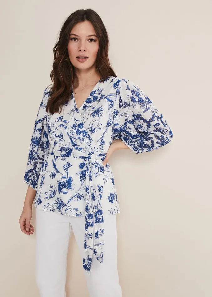 Phase Eight Shirts and Blouses Alice Embroidered Blouse Bluewhite 8211 Women