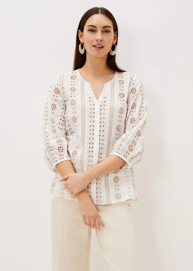 Phase Eight Shirts and Blouses Caela Broderie Blouse Ivorystone 8211 Women