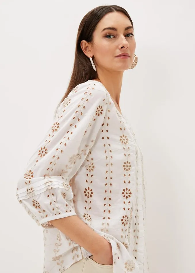 Phase Eight Shirts and Blouses Caela Broderie Blouse Ivorystone 8211 Women