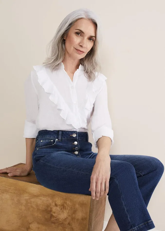 Phase Eight Shirts and Blouses Enid Frill Front Linen Blouse White 8211 Women Phase Eight Shirts and Blouses Enid Frill Front Linen Blouse White 8211 Women