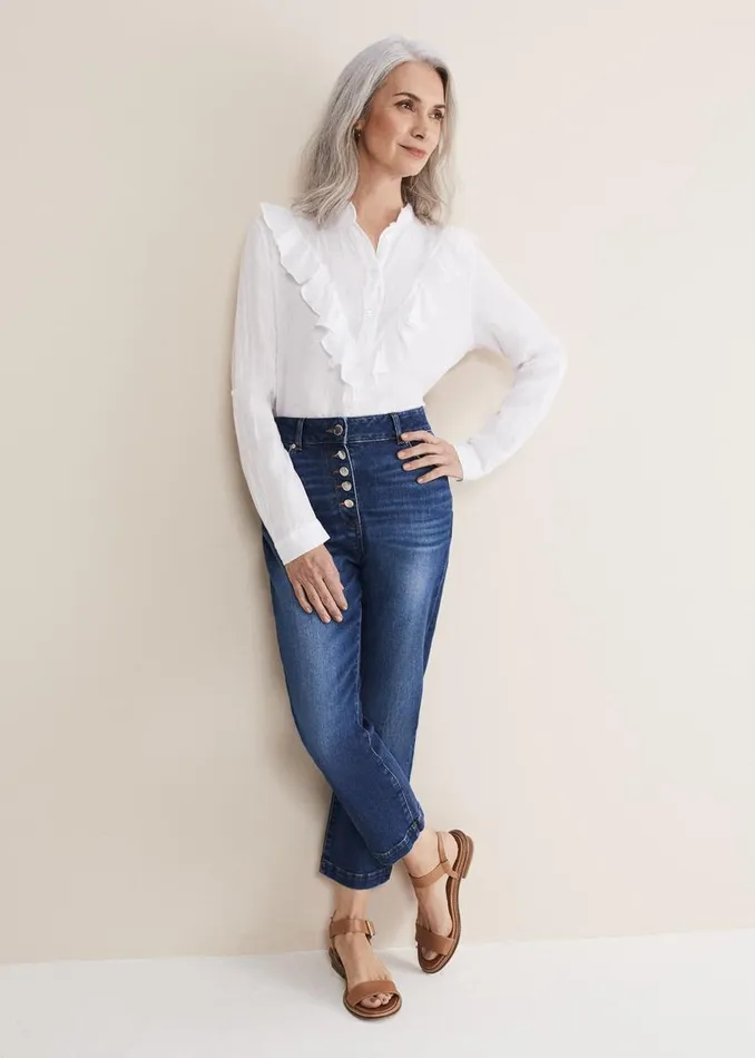 Phase Eight Shirts and Blouses Enid Frill Front Linen Blouse White 8211 Women Phase Eight Shirts and Blouses Enid Frill Front Linen Blouse White 8211 Women