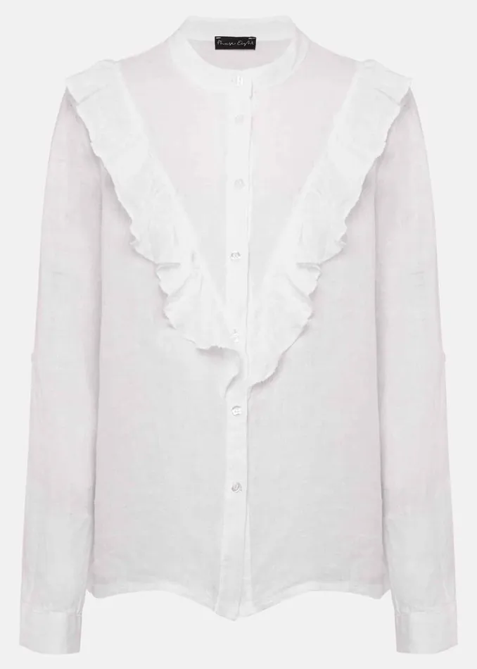 Phase Eight Shirts and Blouses Enid Frill Front Linen Blouse White 8211 Women Phase Eight Shirts and Blouses Enid Frill Front Linen Blouse White 8211 Women