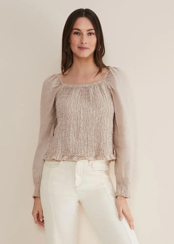 Phase Eight Shirts and Blouses Esty Linen Blouse Stone 8211 Women