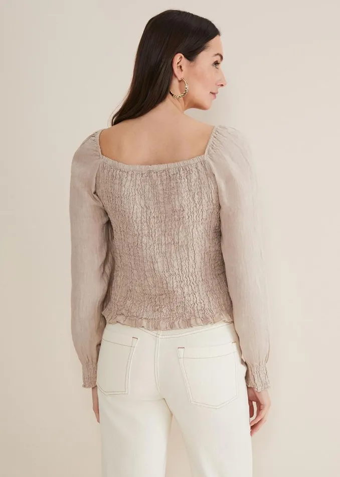 Phase Eight Shirts and Blouses Esty Linen Blouse Stone 8211 Women