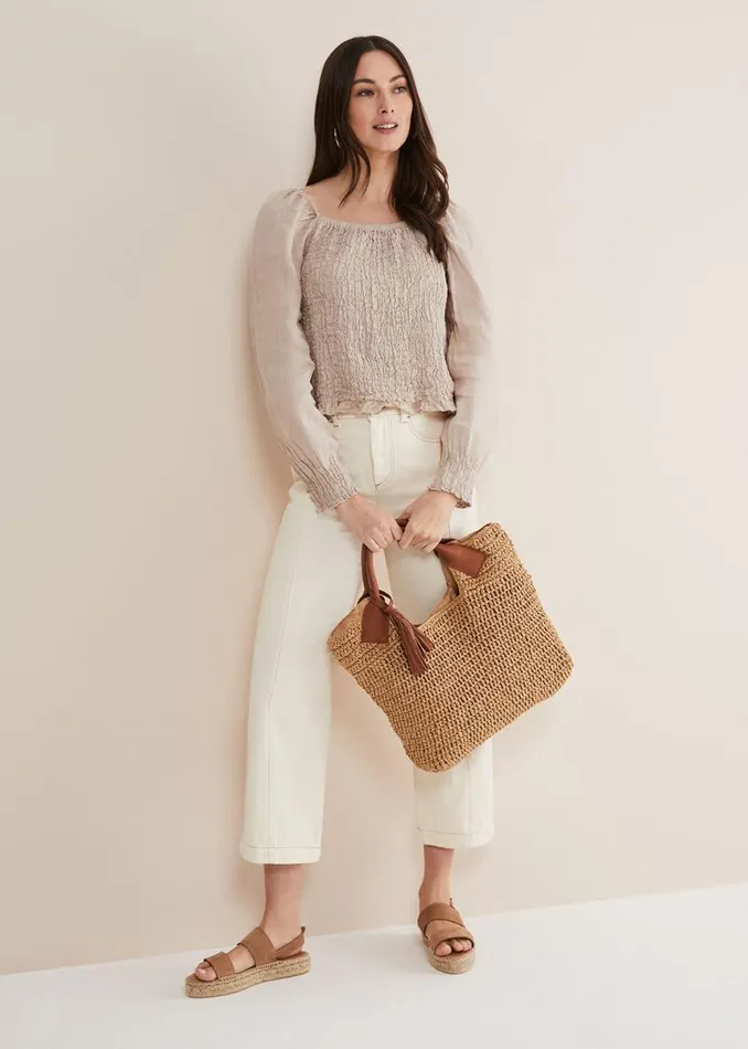 Phase Eight Shirts and Blouses Esty Linen Blouse Stone 8211 Women