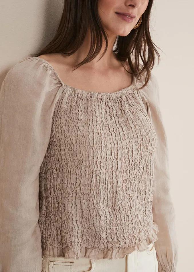 Phase Eight Shirts and Blouses Esty Linen Blouse Stone 8211 Women