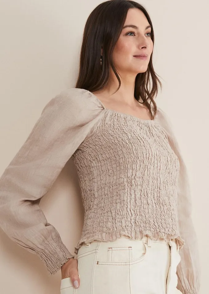 Phase Eight Shirts and Blouses Esty Linen Blouse Stone 8211 Women