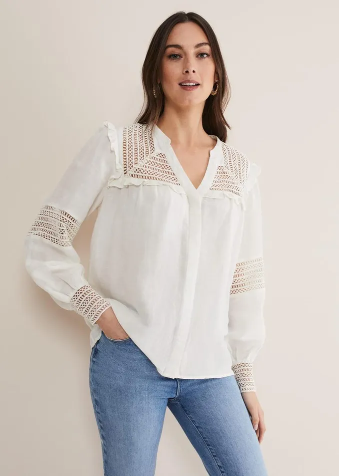 Phase Eight Shirts and Blouses Franki Linen Blouse Ivory 8211 Women