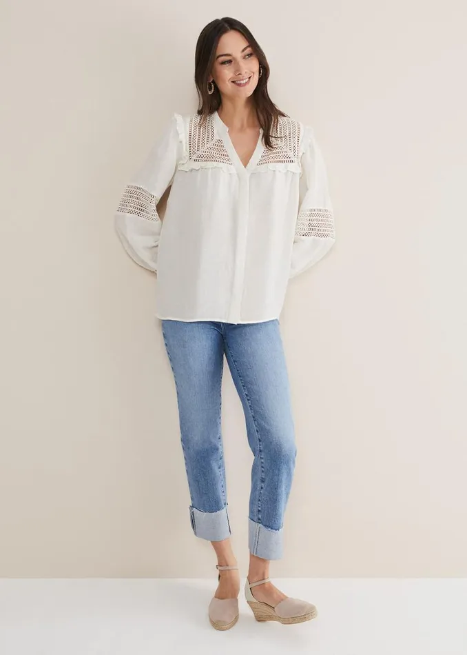 Phase Eight Shirts and Blouses Franki Linen Blouse Ivory 8211 Women