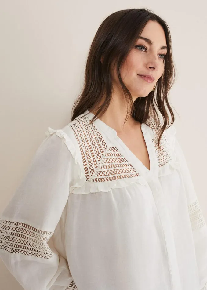 Phase Eight Shirts and Blouses Franki Linen Blouse Ivory 8211 Women