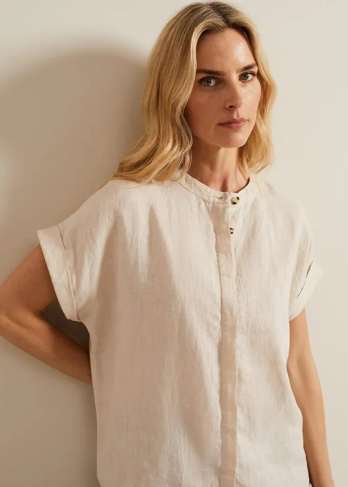 Phase Eight Shirts and Blouses Kelsie Button Through Linen Shirt Neutral 8211 Women