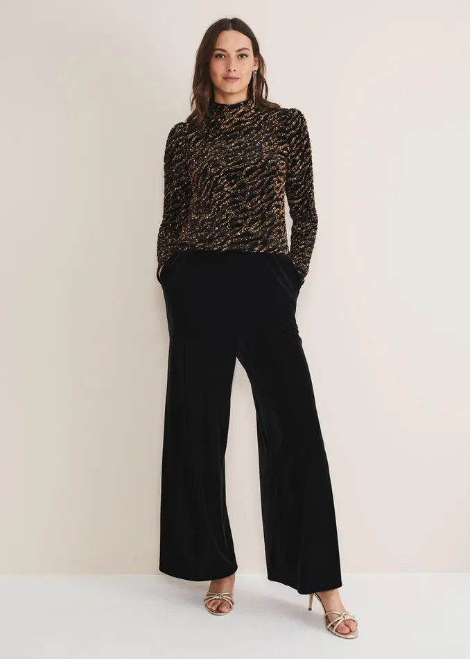 Phase Eight Shirts and Blouses Lura Zebra Sequin Blouse Black 8211 Women