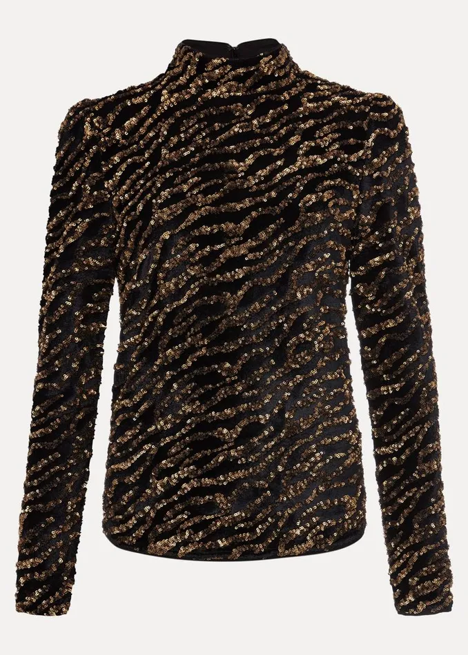 Phase Eight Shirts and Blouses Lura Zebra Sequin Blouse Black 8211 Women