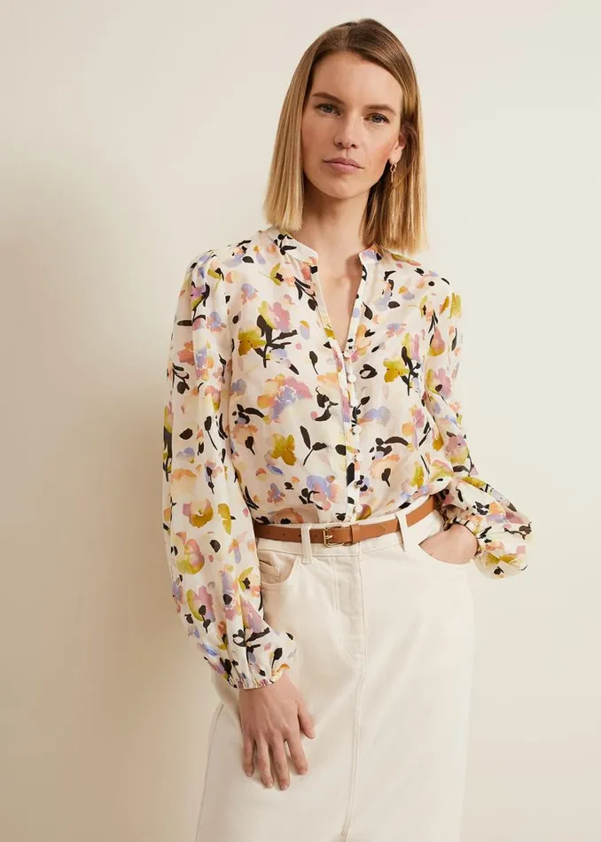 Phase Eight Shirts and Blouses Maddie Watercolour Silk Blend Blouse Ivory 8211 Women Phase Eight Shirts and Blouses Maddie Watercolour Silk Blend Blouse Ivory 8211 Women