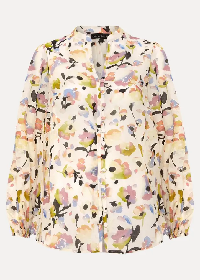 Phase Eight Shirts and Blouses Maddie Watercolour Silk Blend Blouse Ivory 8211 Women Phase Eight Shirts and Blouses Maddie Watercolour Silk Blend Blouse Ivory 8211 Women