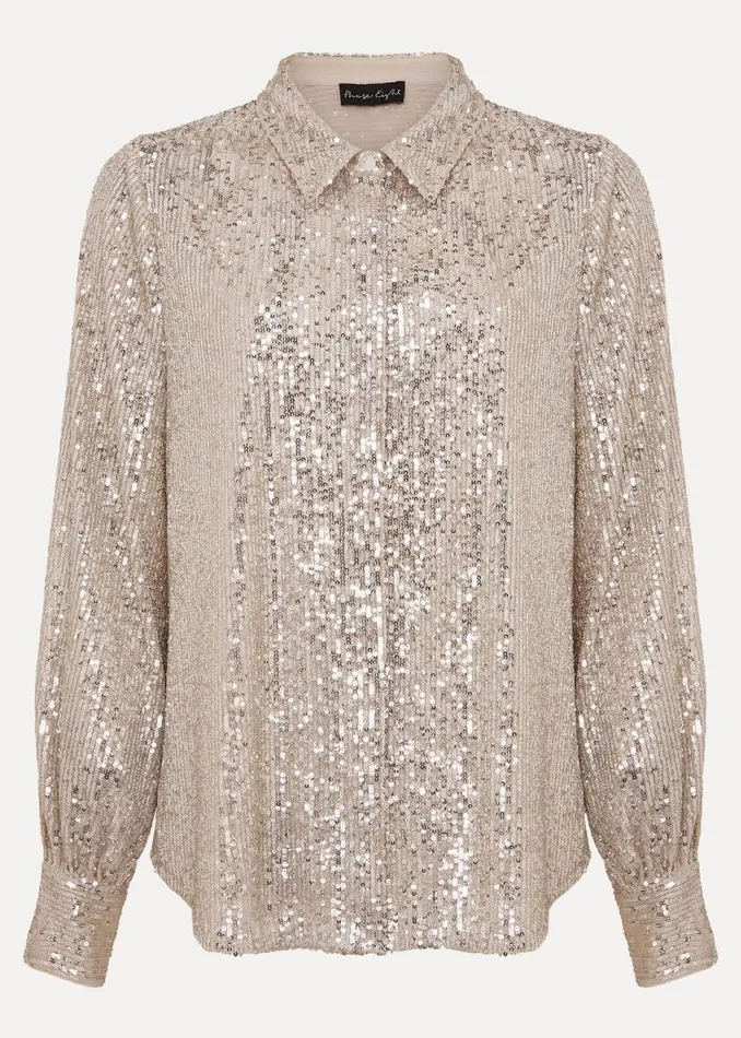 Phase Eight Shirts and Blouses Medora Sequin Shirt Oyster 8211 Women