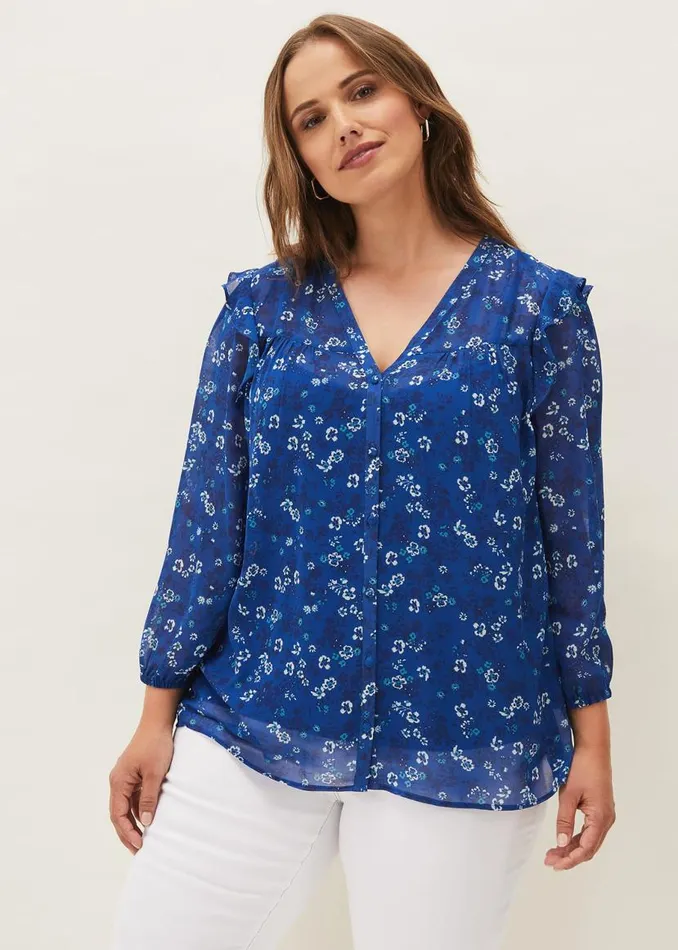 Phase Eight Shirts and Blouses Micaela Printed Top Blue Multi 8211 Women