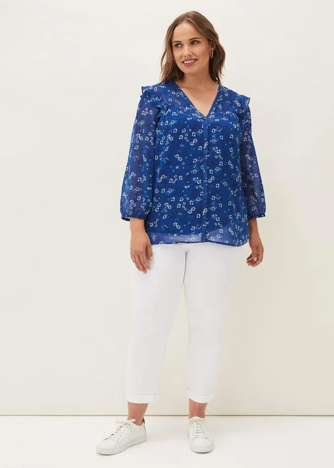 Phase Eight Shirts and Blouses Micaela Printed Top Blue Multi 8211 Women