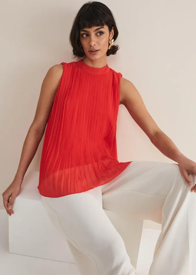 Phase Eight Shirts and Blouses Nina Pleated Top Fire 8211 Women