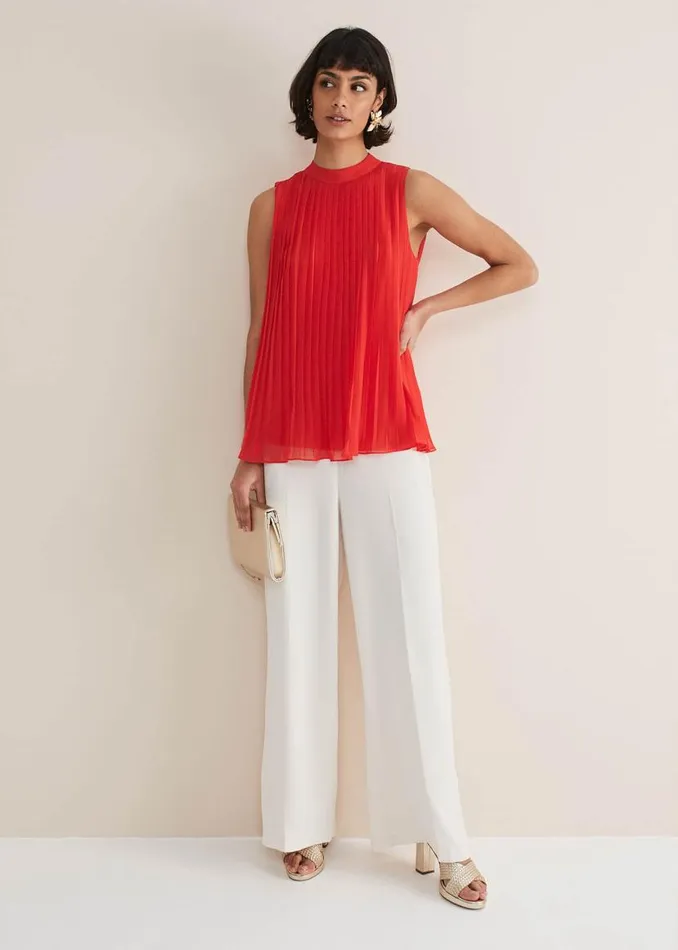 Phase Eight Shirts and Blouses Nina Pleated Top Fire 8211 Women