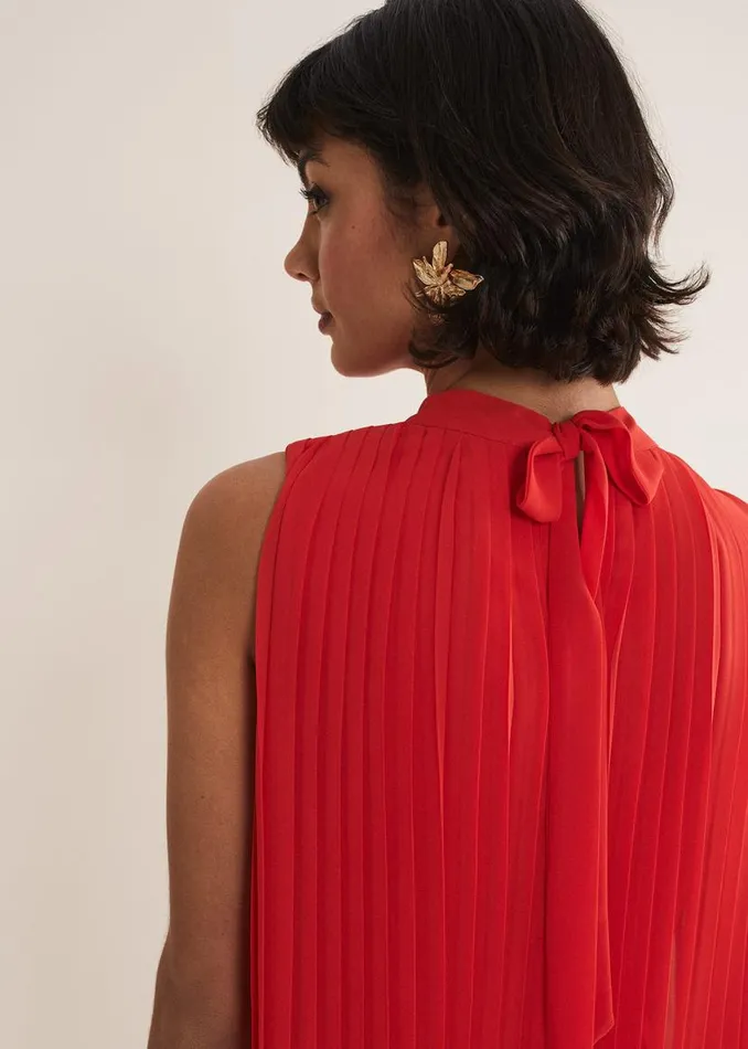Phase Eight Shirts and Blouses Nina Pleated Top Fire 8211 Women