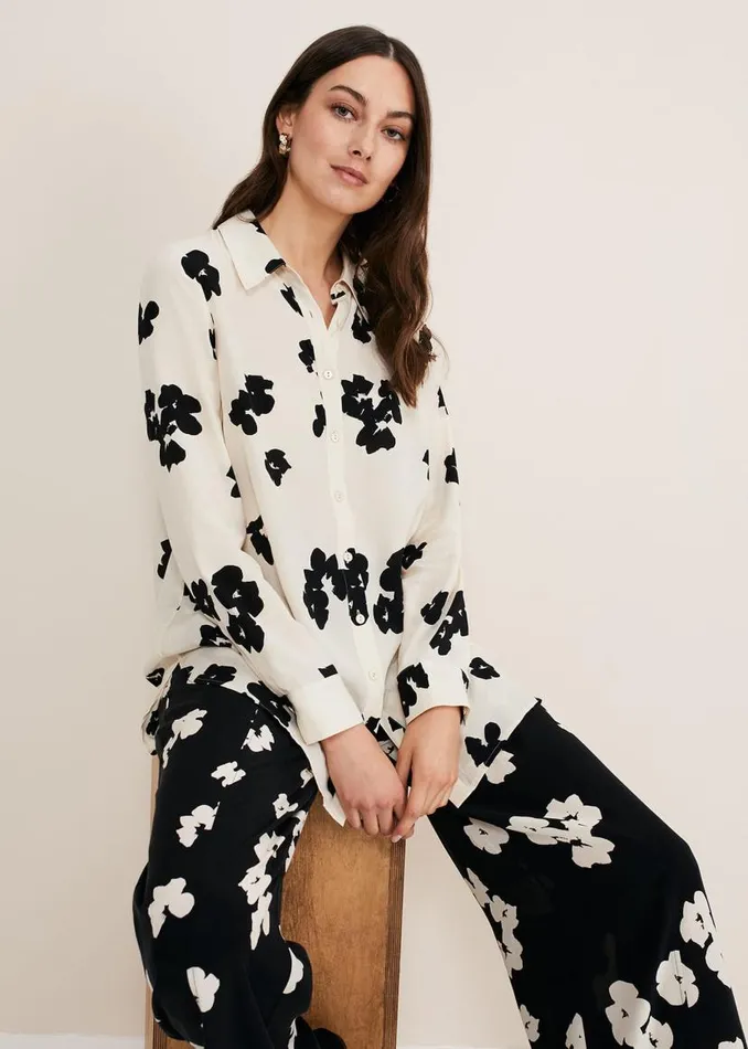Phase Eight Shirts and Blouses Rae Floral Longline Shirt Blackivory 8211 Women Phase Eight Shirts and Blouses Rae Floral Longline Shirt Blackivory 8211 Women