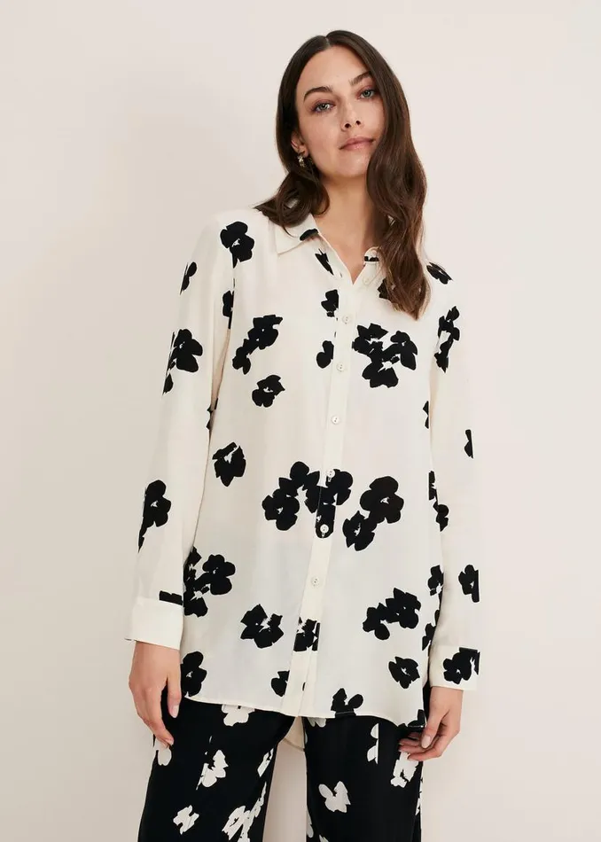 Phase Eight Shirts and Blouses Rae Floral Longline Shirt Blackivory 8211 Women Phase Eight Shirts and Blouses Rae Floral Longline Shirt Blackivory 8211 Women