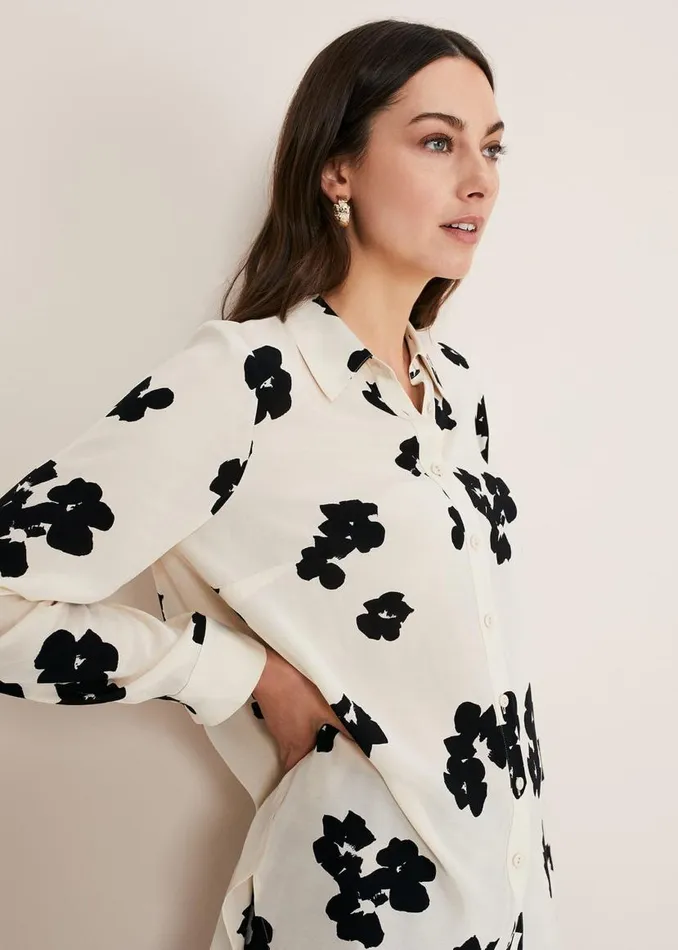 Phase Eight Shirts and Blouses Rae Floral Longline Shirt Blackivory 8211 Women Phase Eight Shirts and Blouses Rae Floral Longline Shirt Blackivory 8211 Women