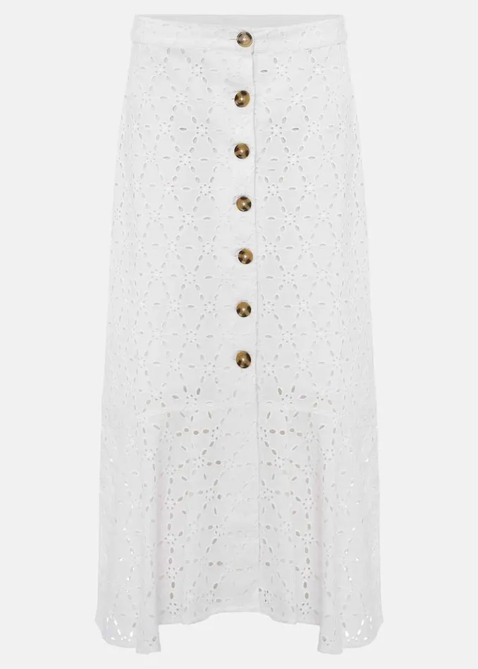 Phase Eight Skirts Abla Broderie Midi Skirt White 8211 Women